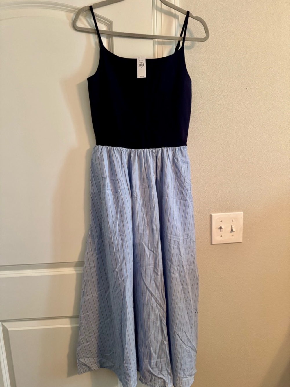 NWT Gap Factory Navy & Light Blue Striped Spaghetti-Strap Dress